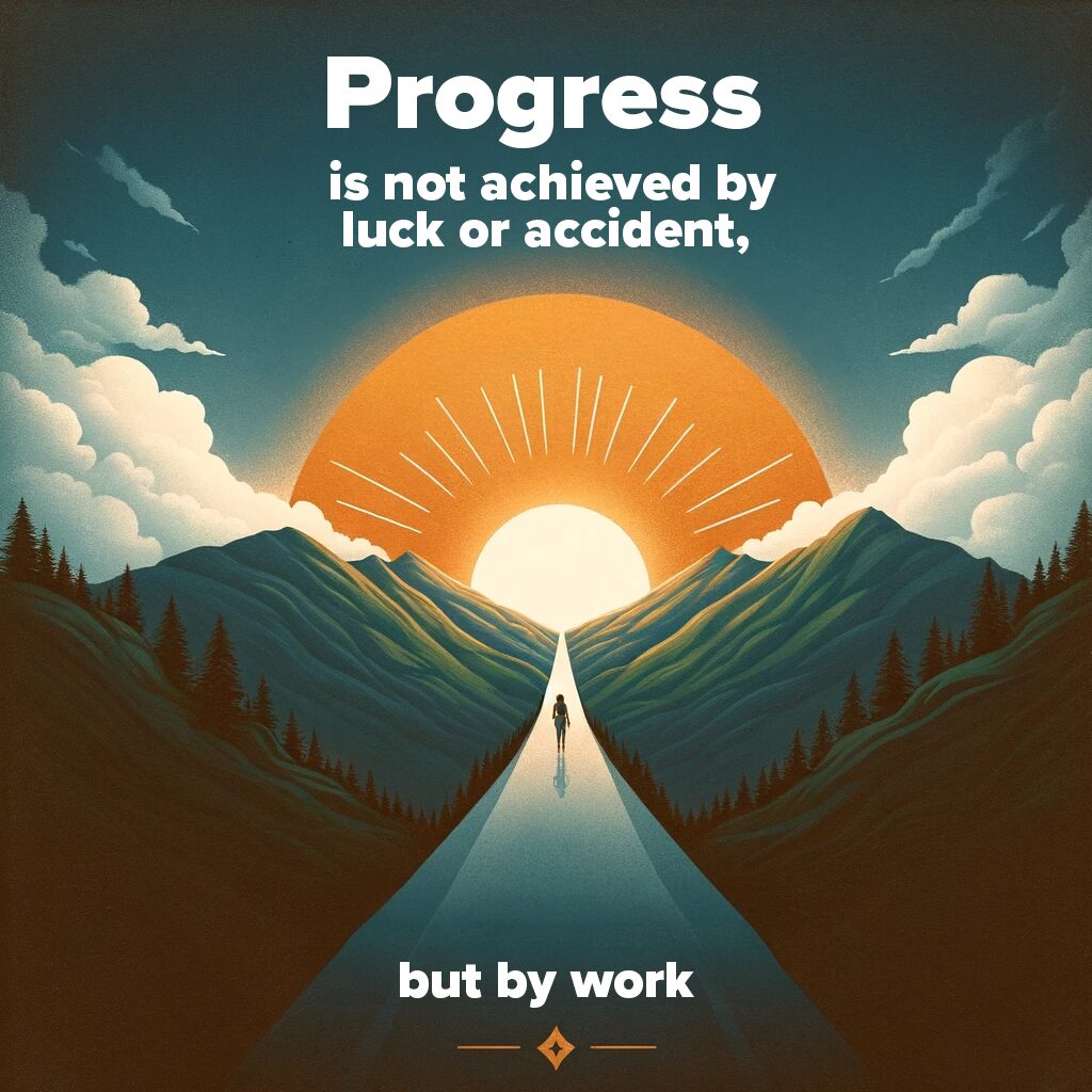 Progress is not achieved by luck or accident, but by work!